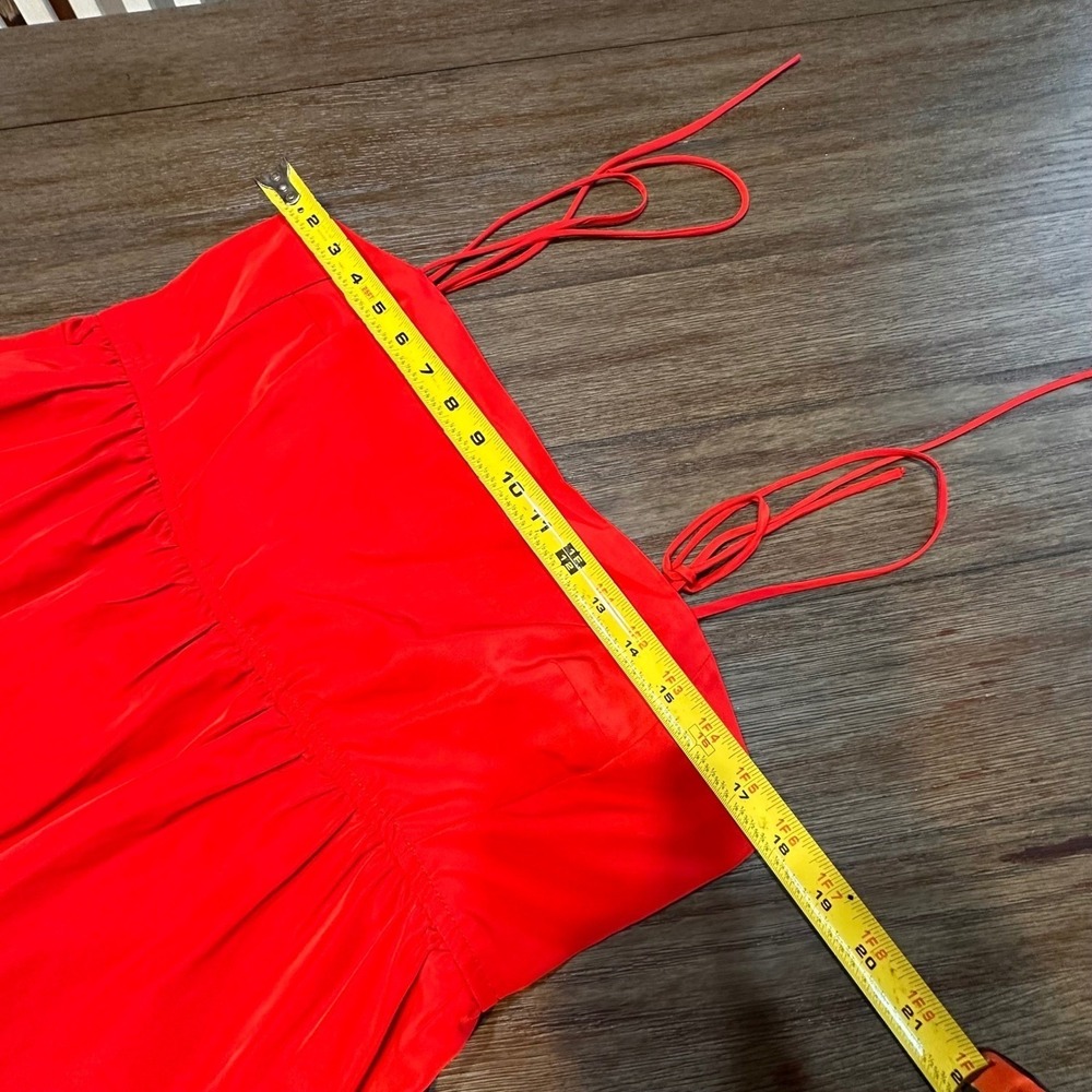 Free Assembly Red Dress Spaghetti Strap Smocked Bodice Tiered Midi M - Picture 11 of 17
